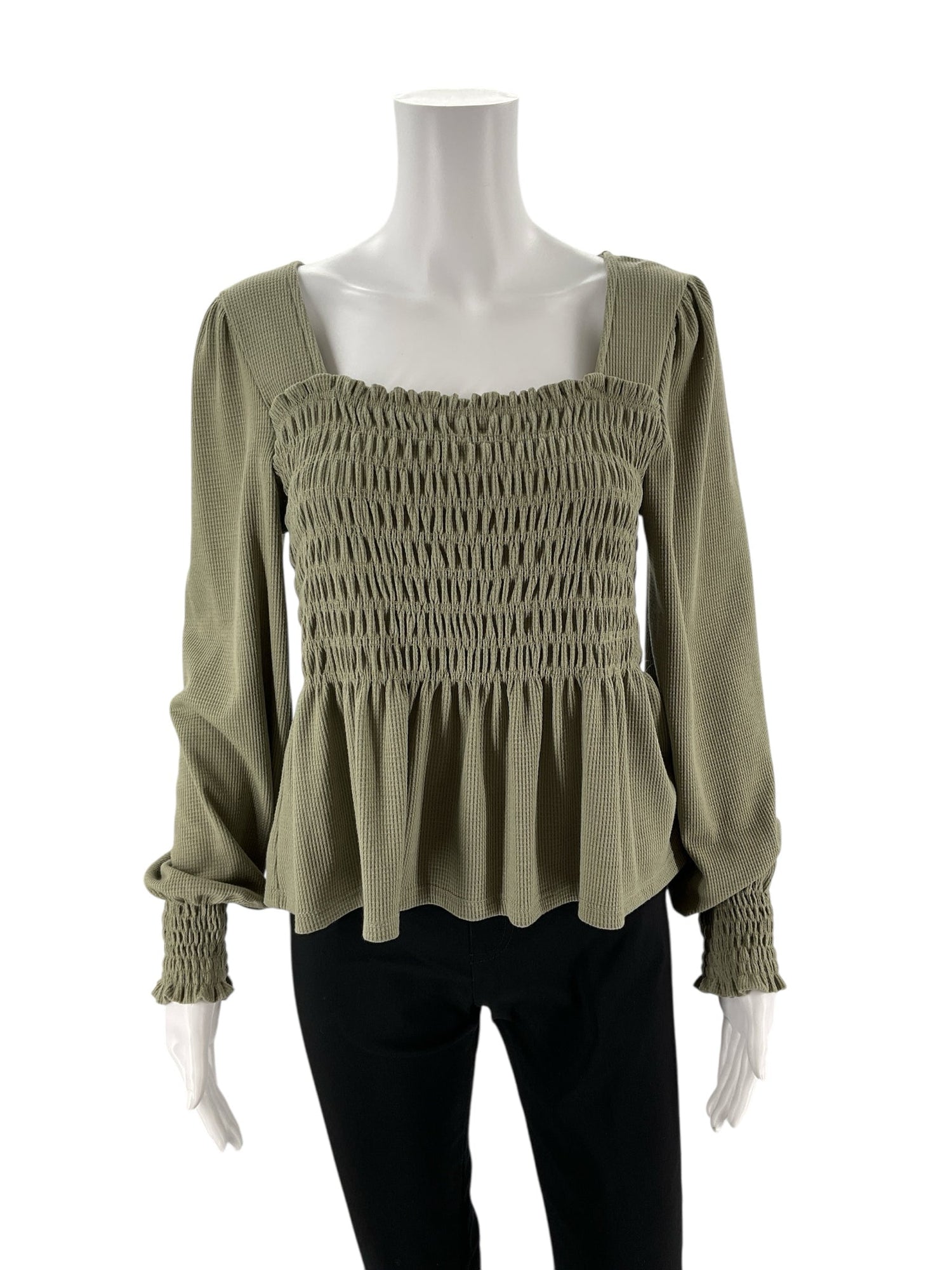Olive peplum top by Altar&