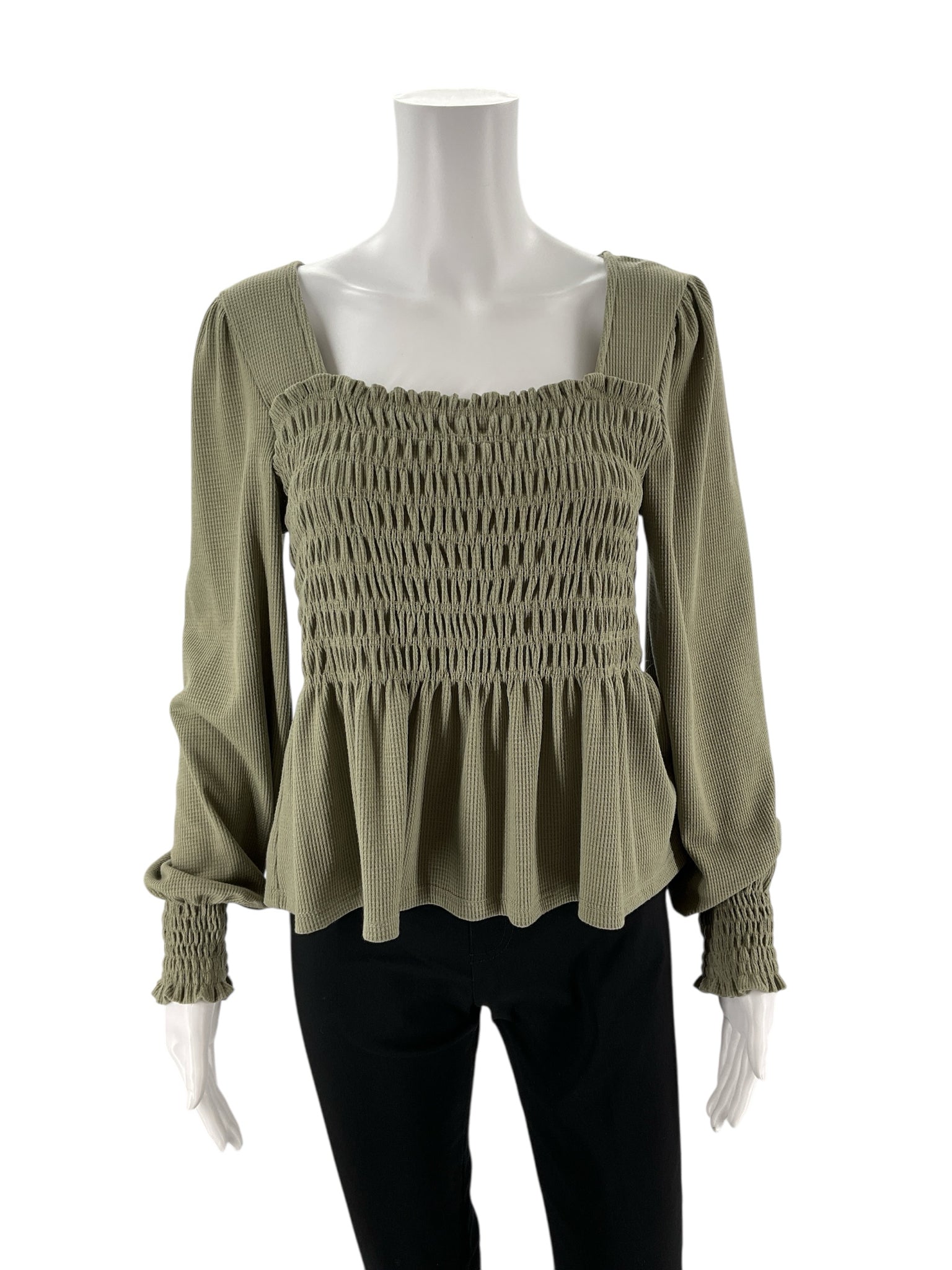 Olive peplum top by Altar&