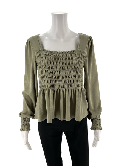Olive peplum top by Altar&