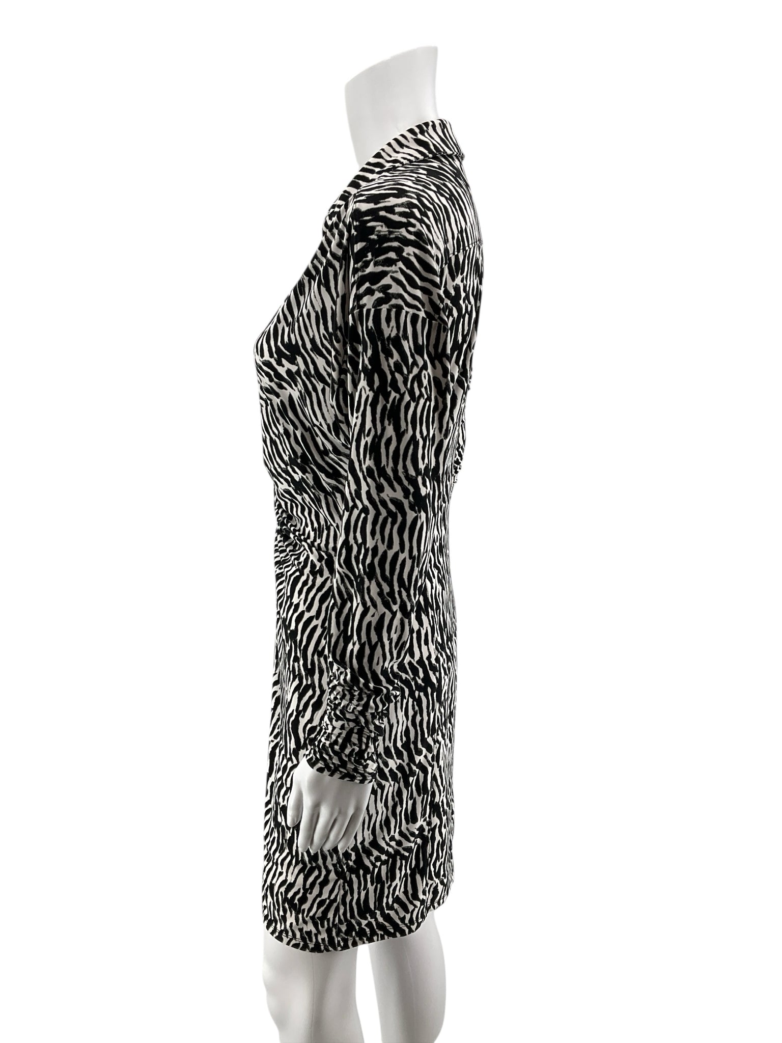 I·N·C International Concepts Zebra Print Ruched Shirt Dress Size Small