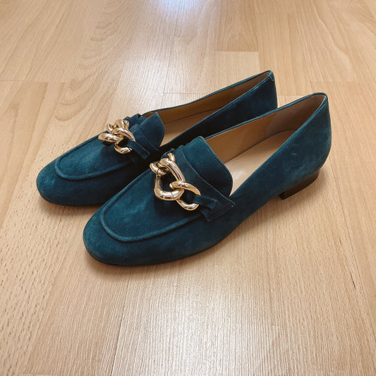 Talbots Shoe Size 7.5 Teal Suede Pre-Owned Loafers