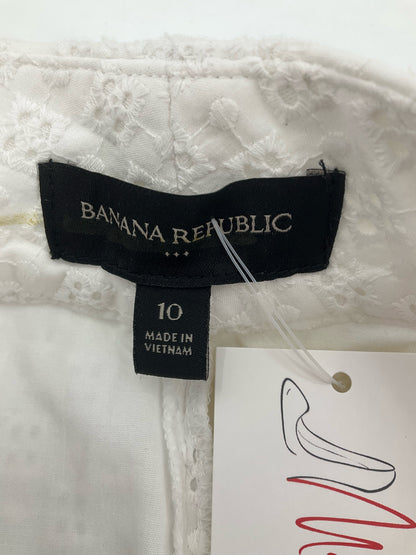 Banana Republic White Eyelet Shorts Size 10 Cotton Lined Scalloped Hem