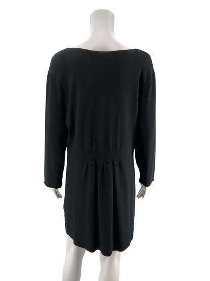 Nine West Black Ribbed Knit 3/4 Sleeve Sweater Dress Size XL