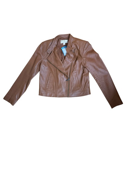 MICHAEL Michael Kors Camel Lamb Leather Moto Jacket Size Medium