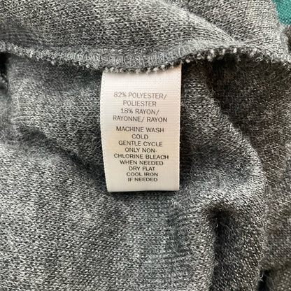 Loft green and gray striped pre-owned ladies dress in size medium, featuring a stylish, casual design.