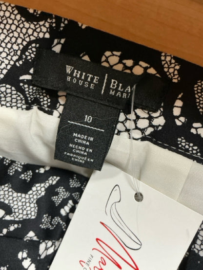 White House Black Market Size 10 Black/White Print Pre-Owned Ladies Skirt