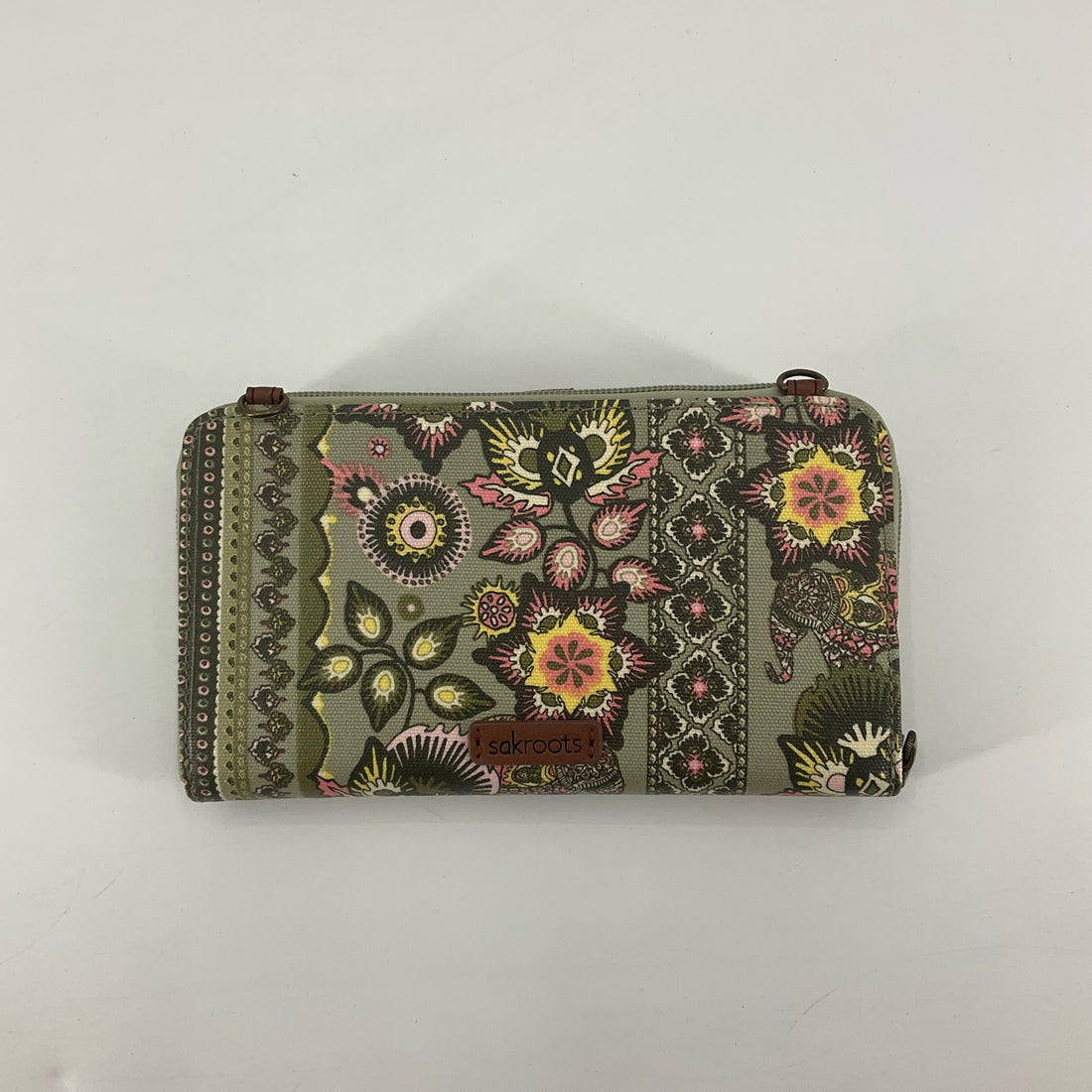 Sakroots Artist Circle Olive Spirit Desert Wallet Wristlet | Boho Floral Clutch