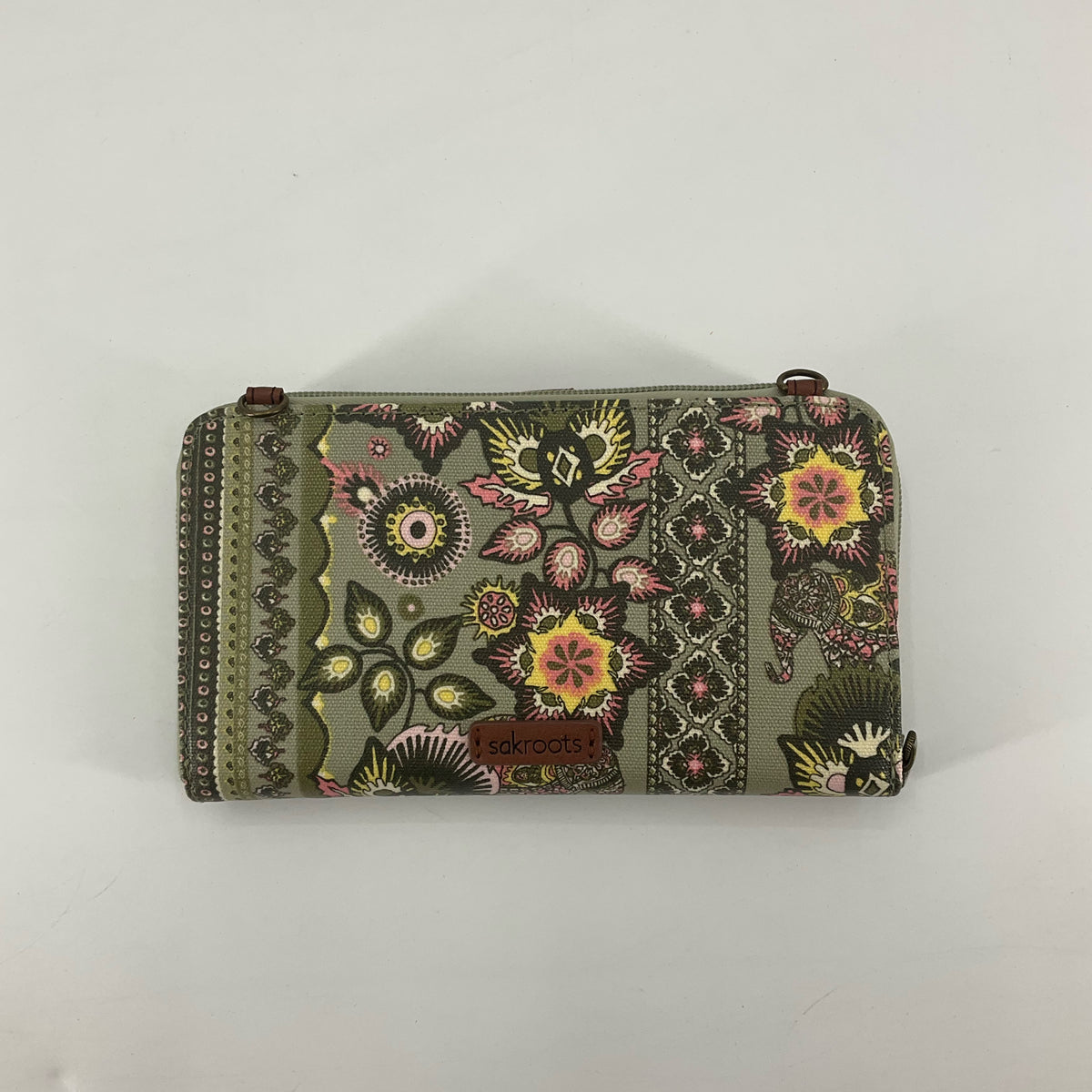 Sakroots Artist Circle Olive Spirit Desert Wallet Wristlet | Boho Floral Clutch
