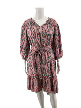 Knox Rose purple/green/orange/pink 3/4 Sleeve Floral Boho Midi Dress Tie Waist 3/4 Sleeve Small - Size S