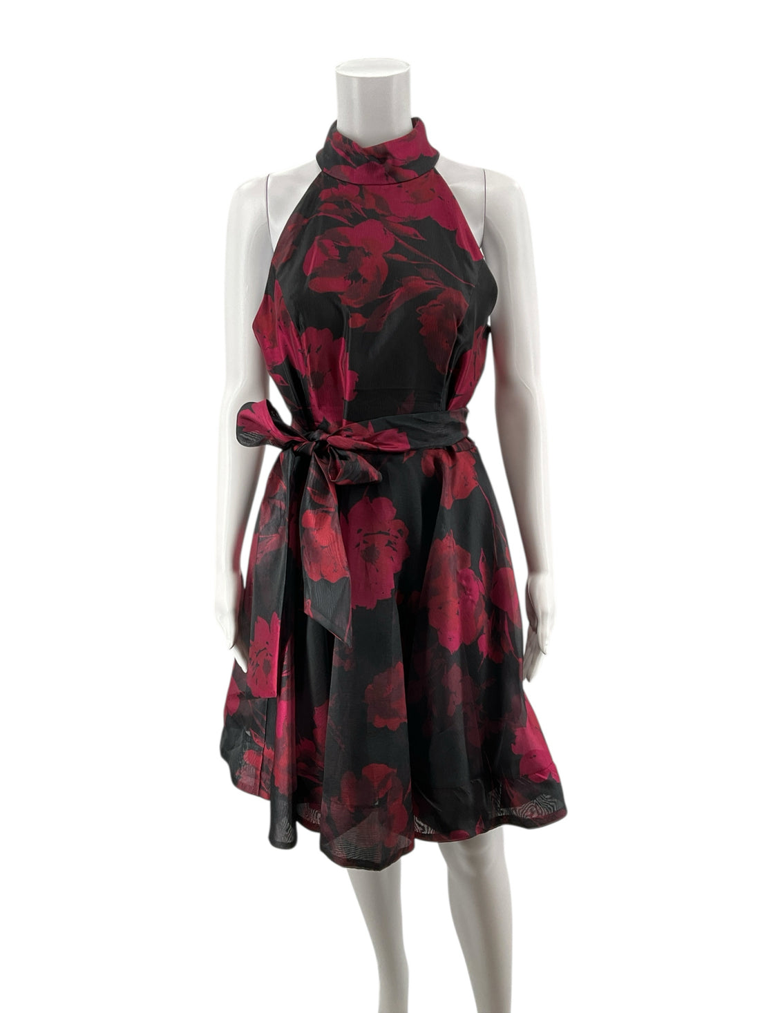 Taylor Black/Maroon Floral Pre-Owned Ladies Dress - Size 10