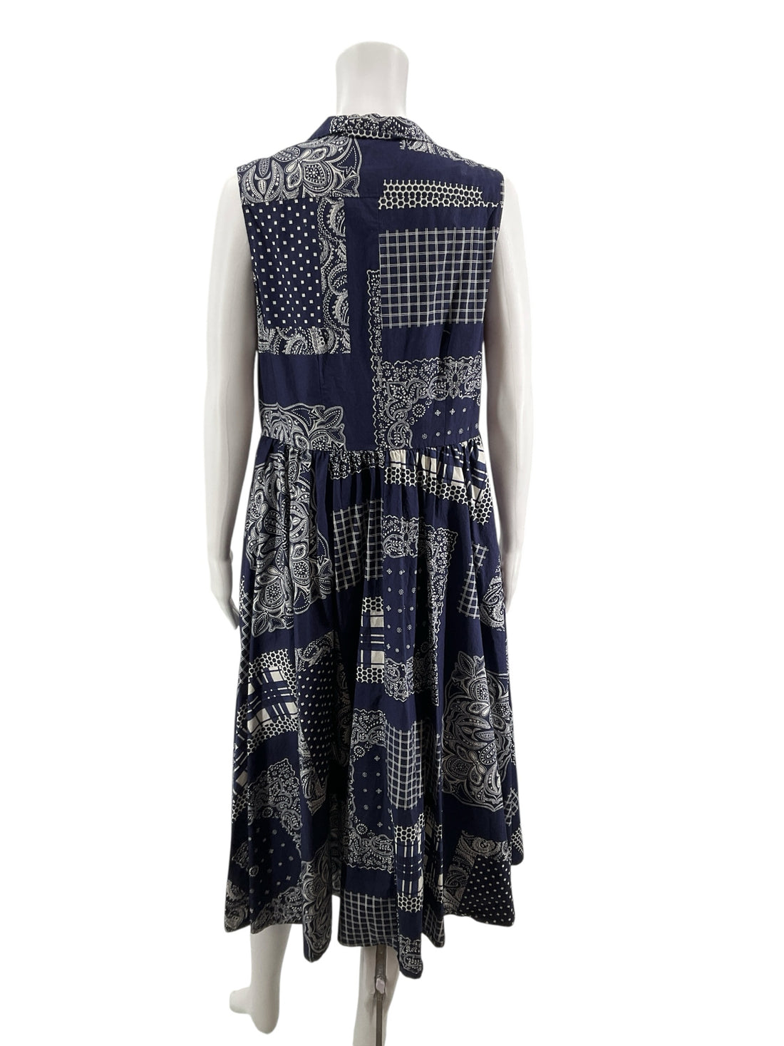 Isaac Mizrahi for Target navy/white Maxi Navy Paisley Bandana Print Shirtdress Size Large - Size L
