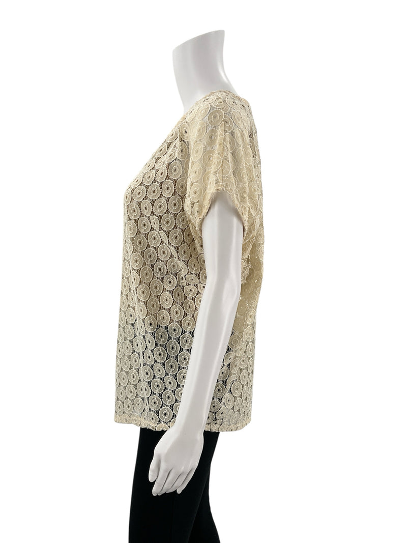 Bbobeau Cream Lace Pre-Owned Ladies Casual Top - Size Large - Margaret’s Fine Consignment