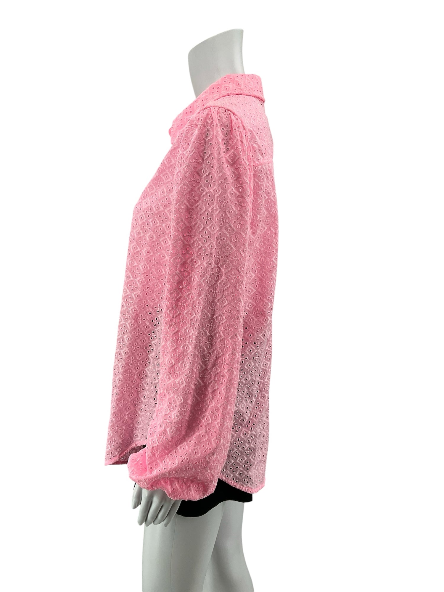 Lilly Pulitzer Sea View Eyelet Button Down Top Pink Size Large