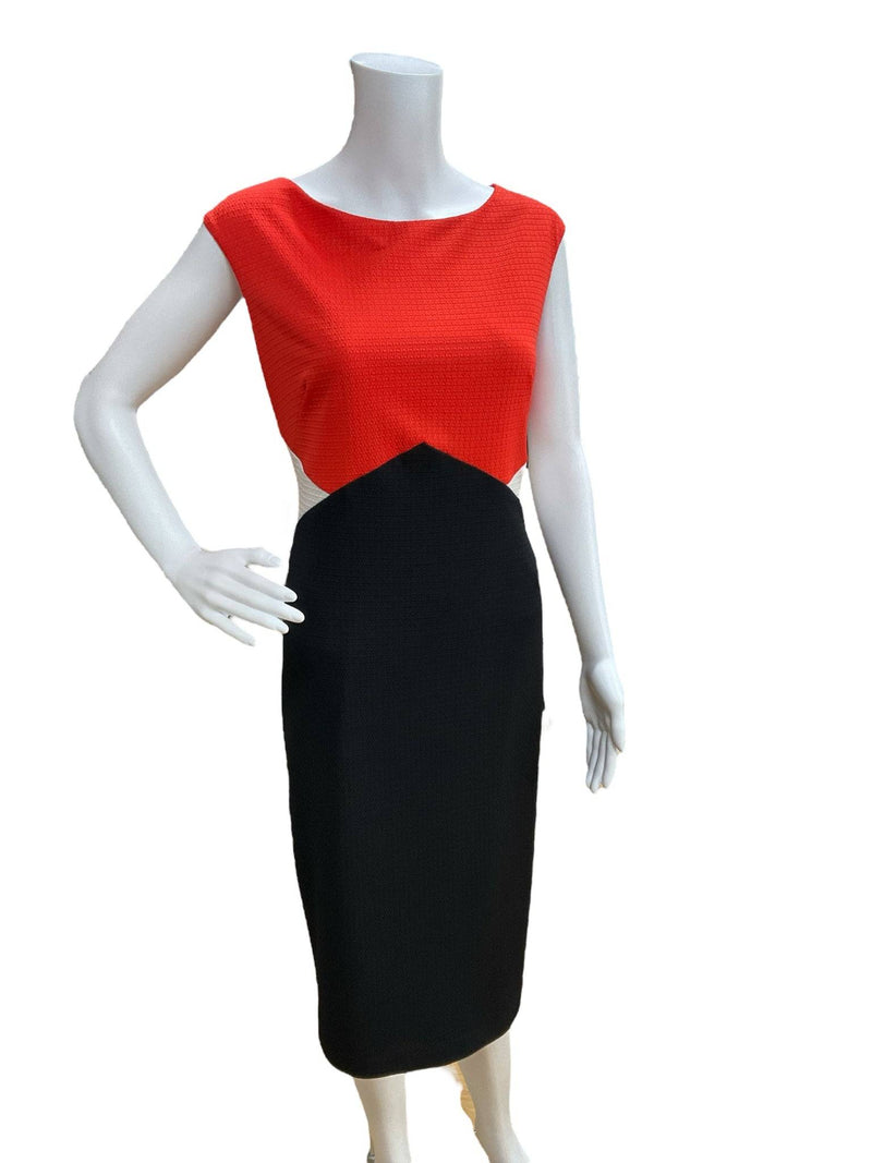 Nine West Orange/Black Colorblock Ladies Pre-Owned Dress - Size 14 - Margaret’s Fine Consignment