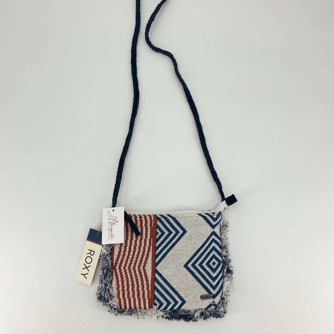 Roxy Cream/Blue Fringe Pre-Owned Ladies Crossbody Bag