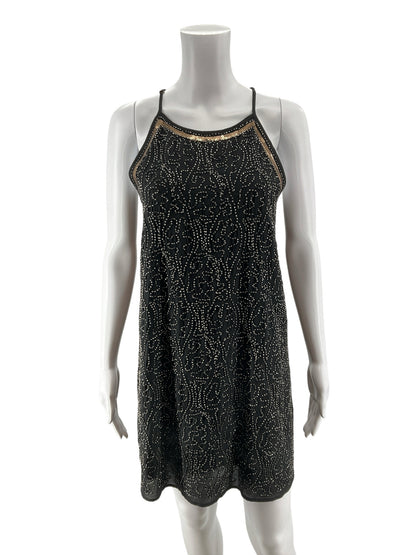 alfa™ Beaded Sequin Halter Neck Mini Dress XS Black Bronze - ONLINE ONLY