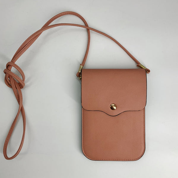 No Brand Blush Solid Scalloped Flap Crossbody Bag - Pre-Owned Faux Leather Purse