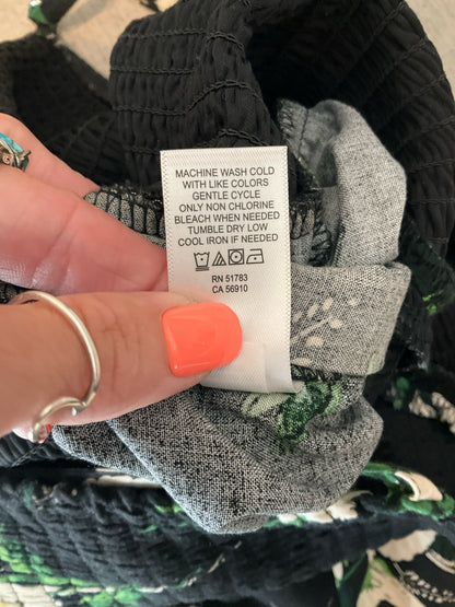Maurices Floral Smocked Bodice Wide Leg Jumpsuit Black Green Cream Size Large - ONLINE ONLY