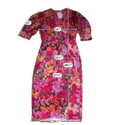 Hope &amp; Ivy Size 8 pink/yellow/green Floral Pre-Owned Ladies Dress
