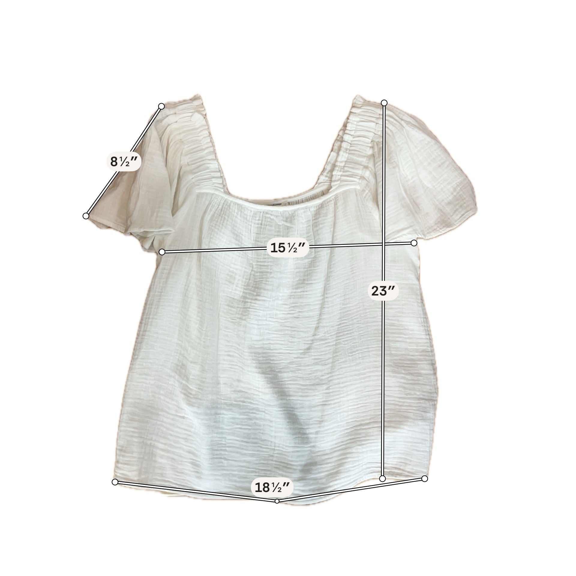 BeachLunchLounge White Crinkle Gauze Flutter Sleeve Boho Top | Size Small