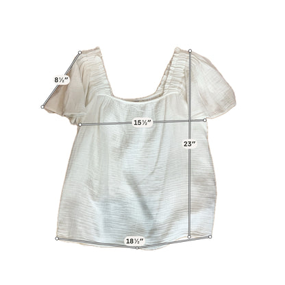 BeachLunchLounge White Crinkle Gauze Flutter Sleeve Boho Top | Size Small