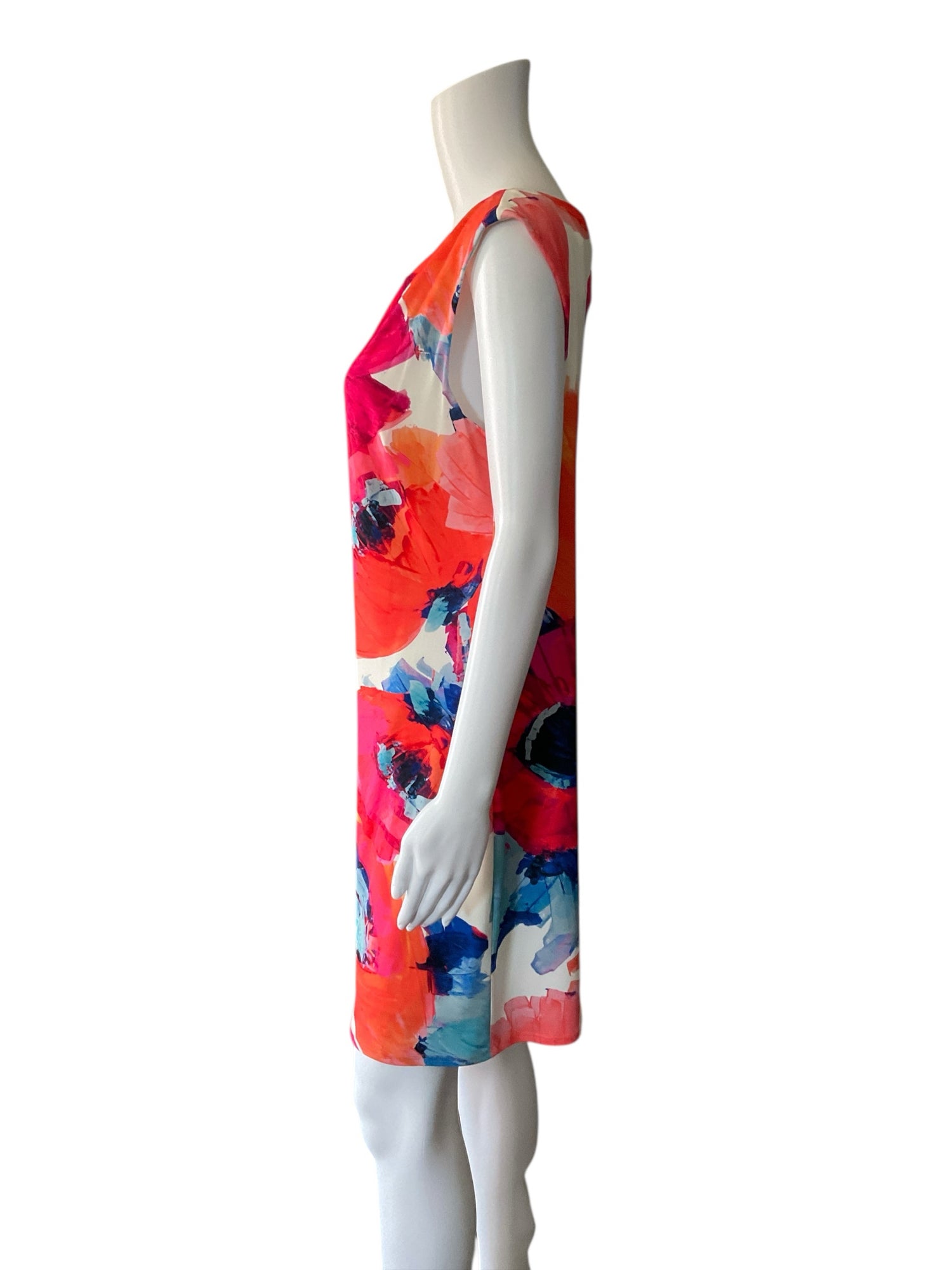 Trina Turk White, Orange &amp; Blue Floral Dress – Women’s Size 12 - ONLINE ONLY