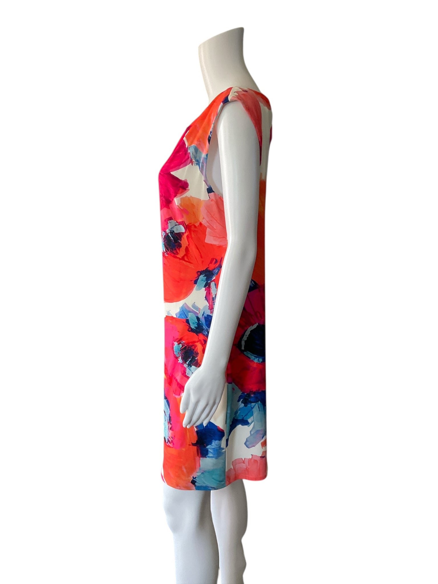 Trina Turk White, Orange &amp; Blue Floral Dress – Women’s Size 12 - ONLINE ONLY