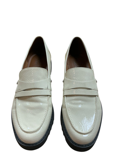 Franco Sarto Balin 2 Cream Patent Croc Lug Sole Loafers Size 8.5