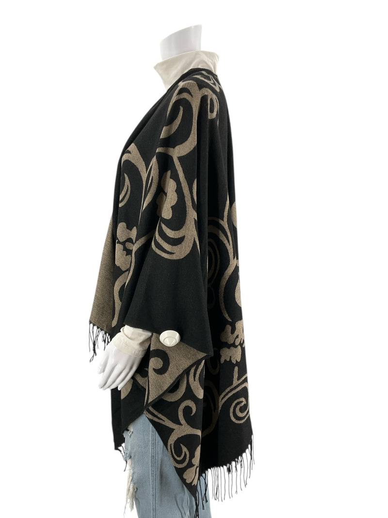 Adrienne Vittadin Black/Taupe Wwirls Pre-Owned Ladies Shrug - Size One Size Fits Most