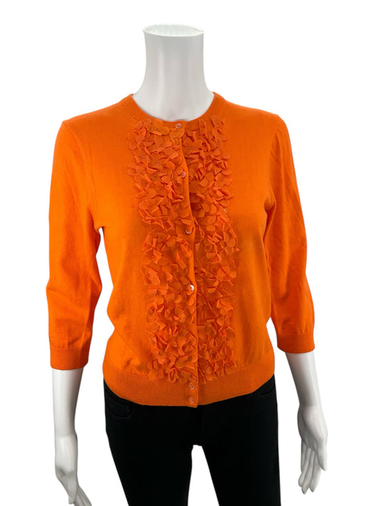 J Crew Orange Ruffle Top Size Medium