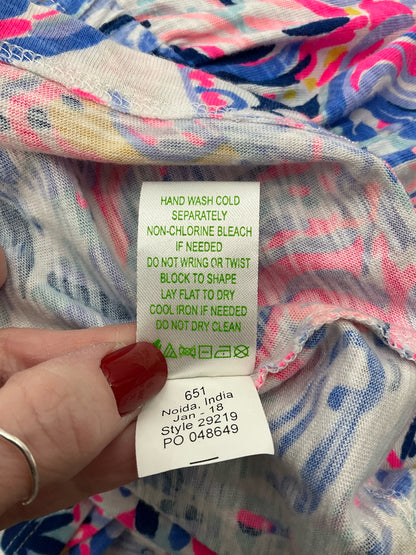 Lilly Pulitzer White/Blue/Pink Print Romper - Size Medium