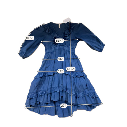 Pilcro Tiered Ruffle V-Neck Denim Mini Dress Blue Size Small Petite
