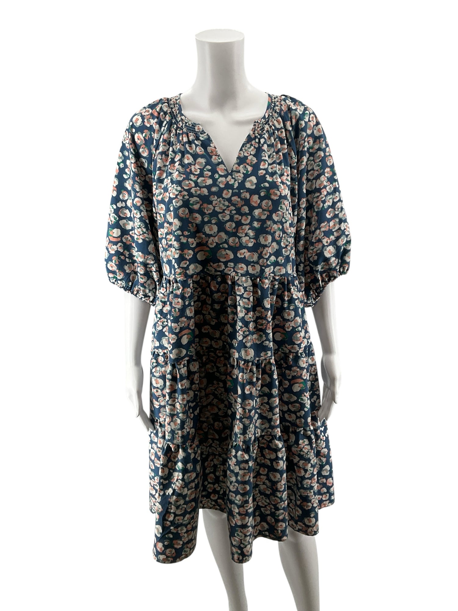 Michelle McDowell Floral Tiered Babydoll Dress with Pockets Size Large