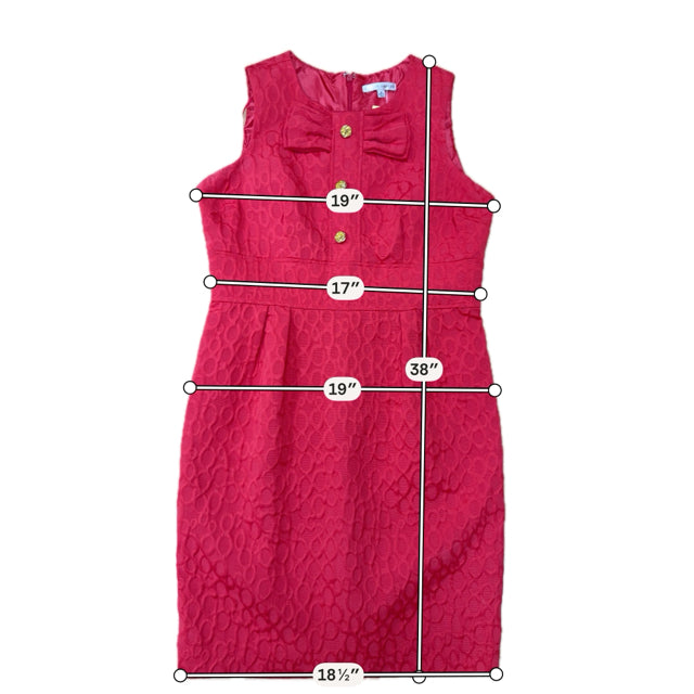 Sandra Darren Pink Jacquard Bow Accent Sheath Dress Size 8