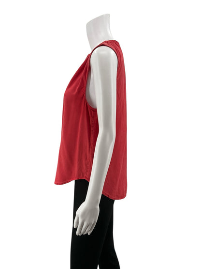 Cloth &amp; Stone Red Sleeveless Cloth &amp;amp; Stone Red Tencel Shirred V-Neck Tank Top Size Small - Size S