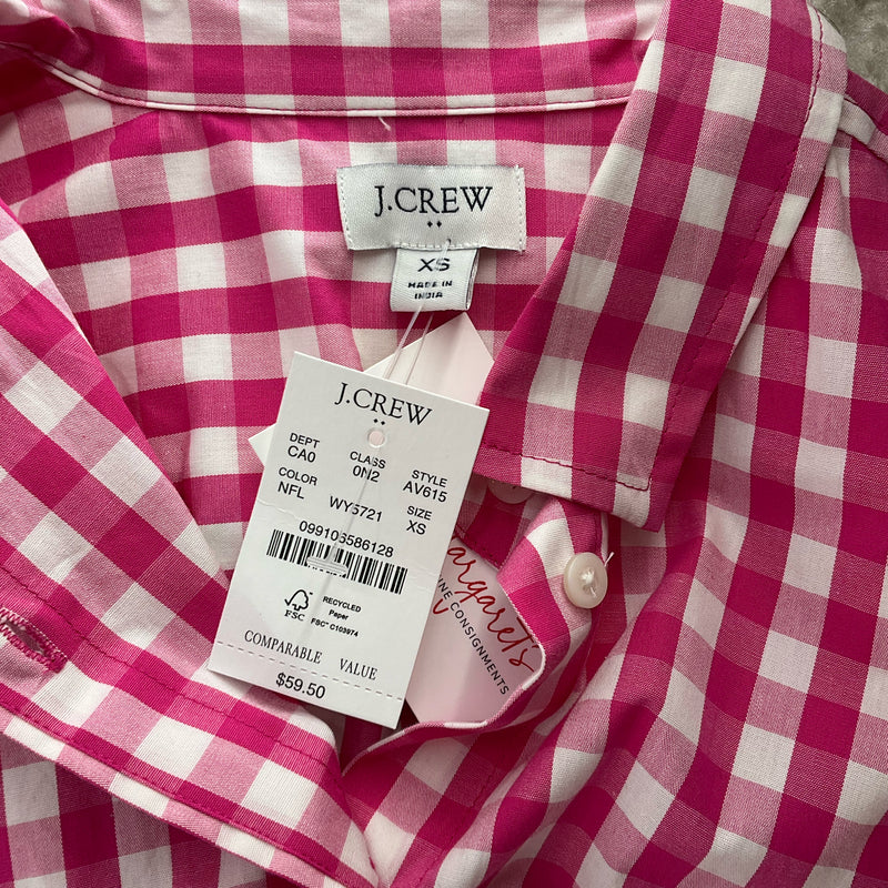 J Crew Pink/White Checkered Pre-Owned Ladies Casual Top - Size XS - Margaret’s Fine Consignment