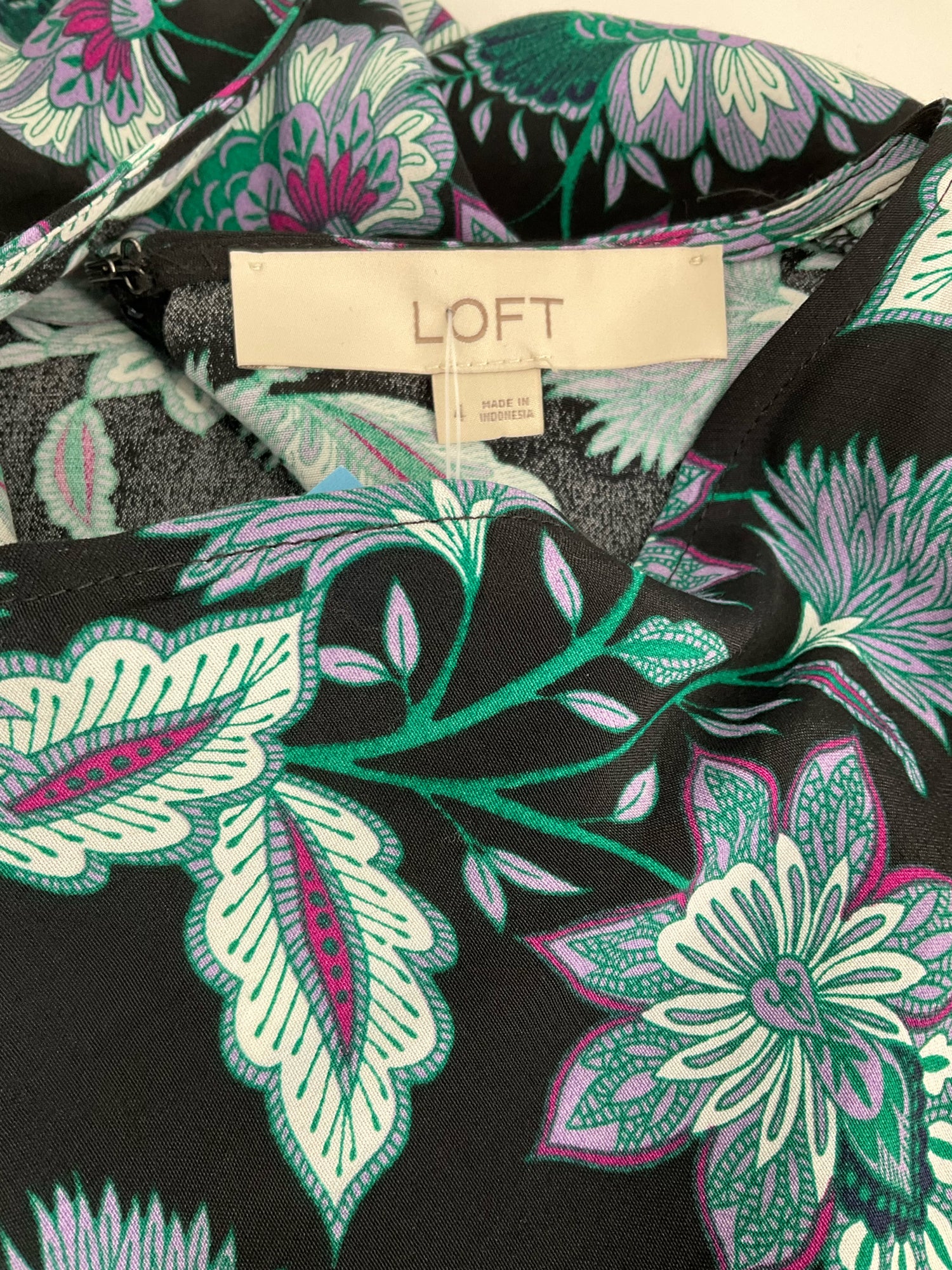 Loft Black/Multi Floral Pre-Owned Ladies Dress - Size 4