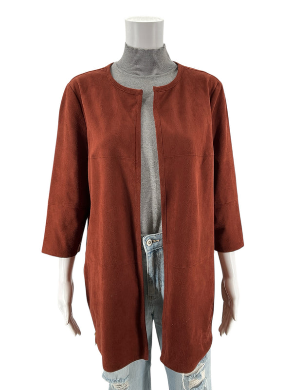 Chico's Burnt Orange Suede Pre-Owned Ladies Shrug - Size Medium