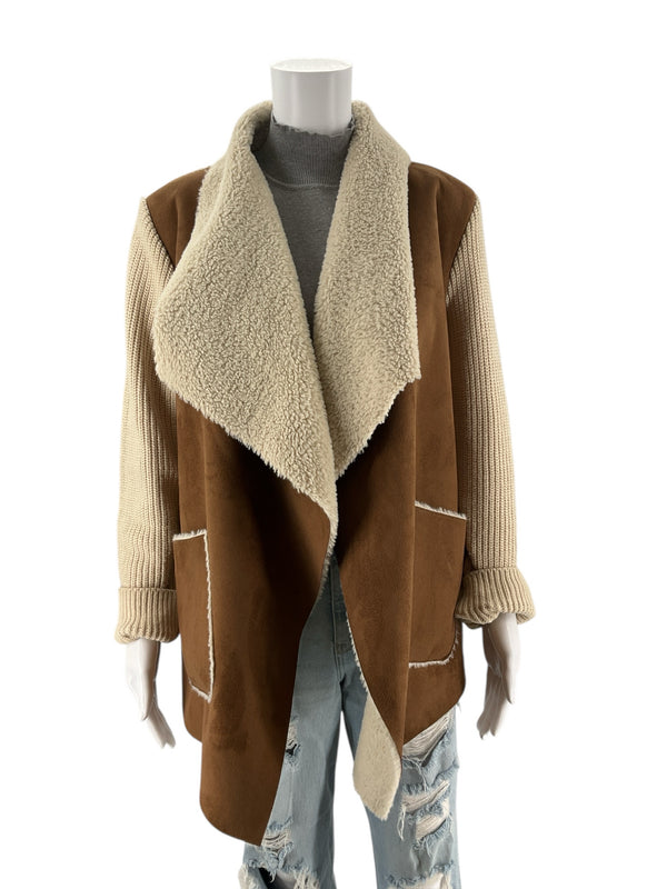 Moth Camel/Cream Solid Pre-Owned Ladies Shrug - Size Medium