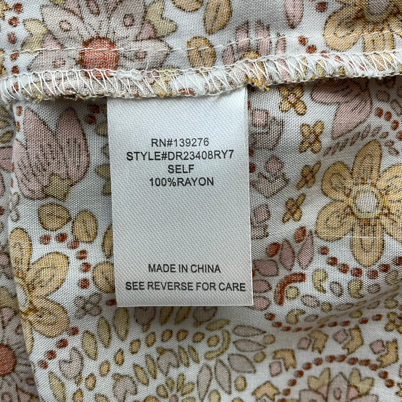 DR2 Mustard/Cream Floral Pre-Owned Ladies Top - Size Large - Margaret’s Fine Consignment