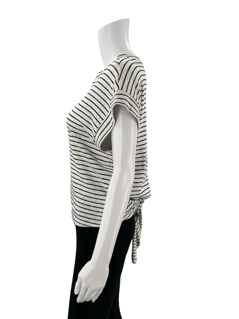 Code Mode White/Black Stripe Pre-Owned Ladies Top - Size Large - Margaret’s Fine Consignment