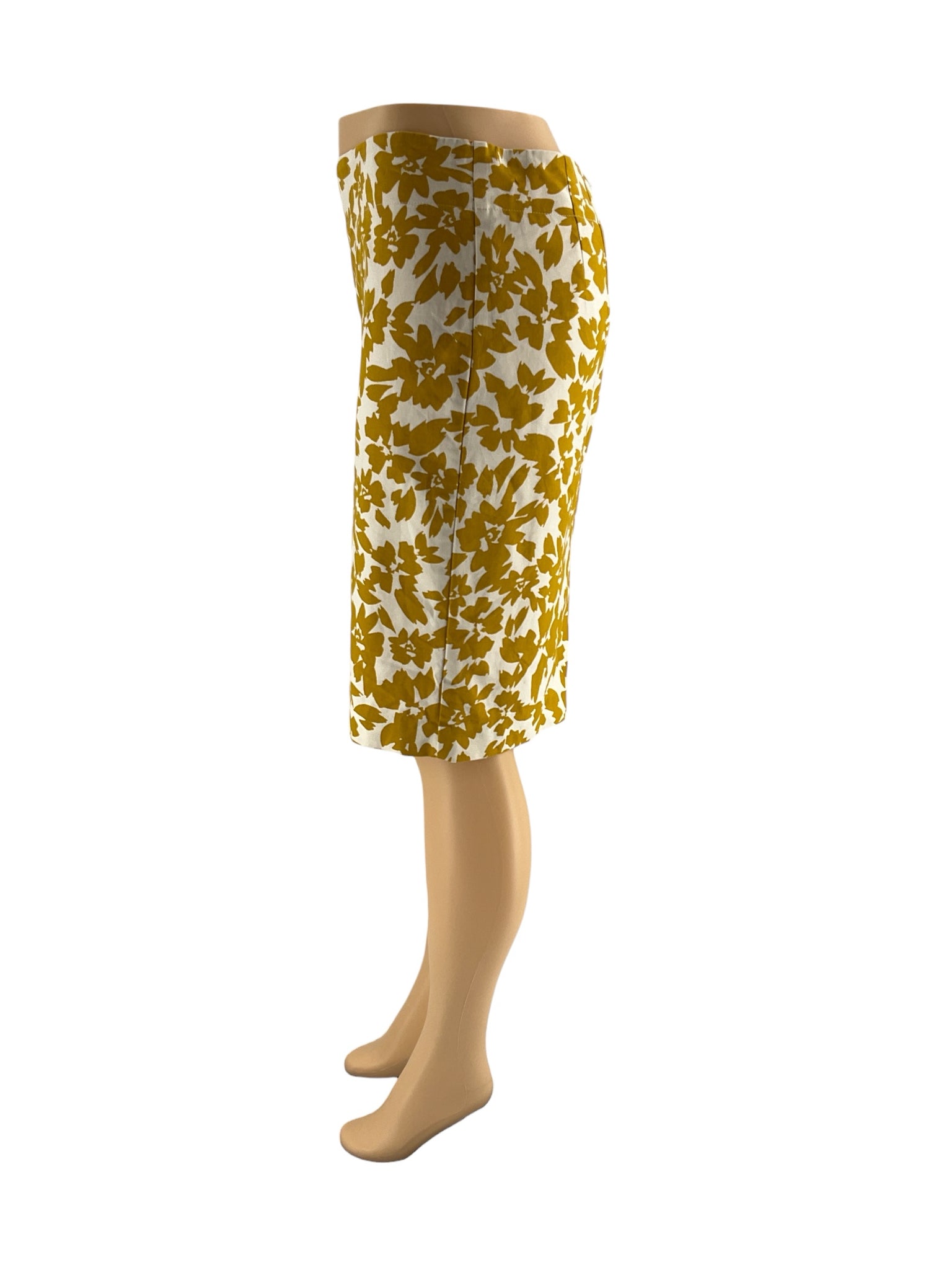 loft mustard/white Skirt Mustard/White Floral Pre-Owned Ladies Skirt - Size 8 - Size 8