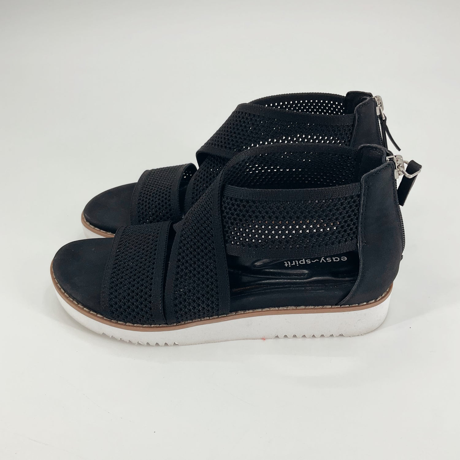 Easy Spirit Evolve Zola Black Knit Platform Sandals Size 7.5