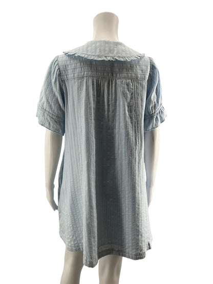 Pilcro Ruffled Babydoll Tunic Dress Blue Cotton Size Small