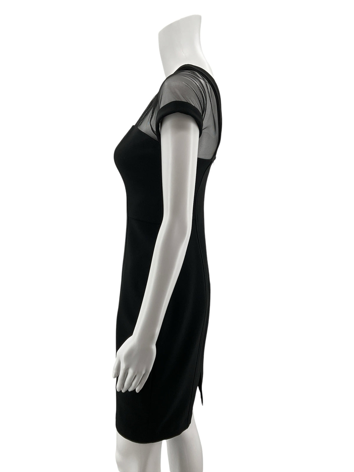 Maggy London Petites Sheer Yoke Sheath Cocktail Dress Black Size 0 Petite