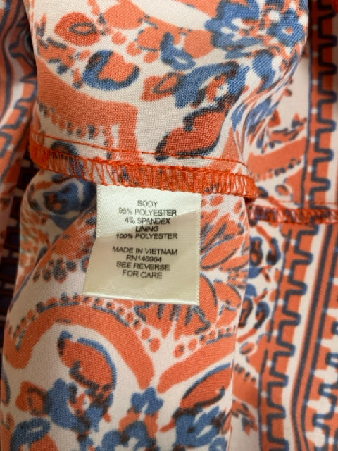 Robbie Bee Orange/Pink/Aqua Floral Pre-Owned Ladies Dress - Size 8P
