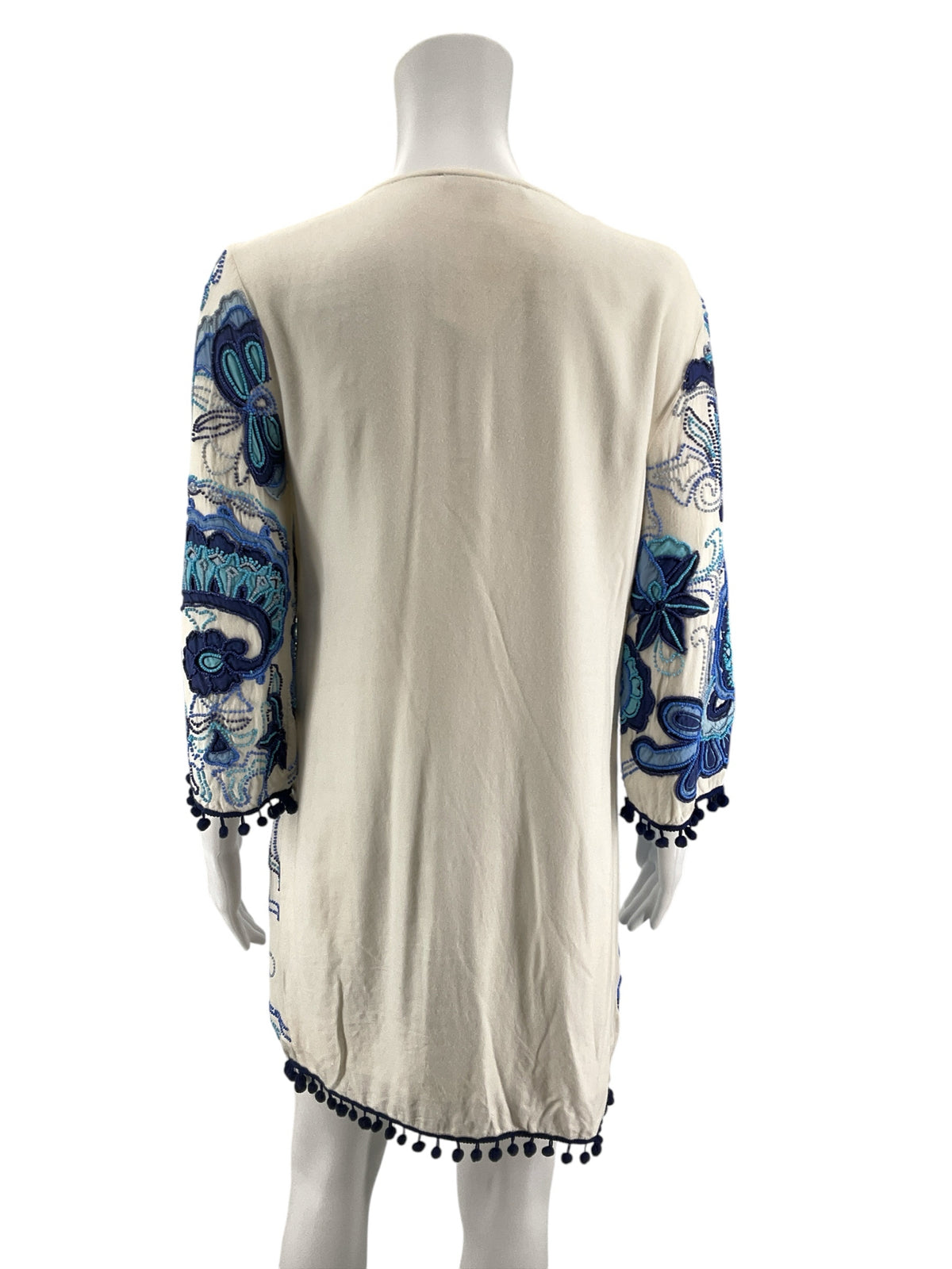 Boston Proper Boho Embroidered Tassel Tie Tunic Dress Size XS