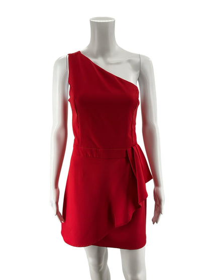 TCEC Red One Shoulder Ruffle Skort Romper Dress Size Large - ONLINE ONLY