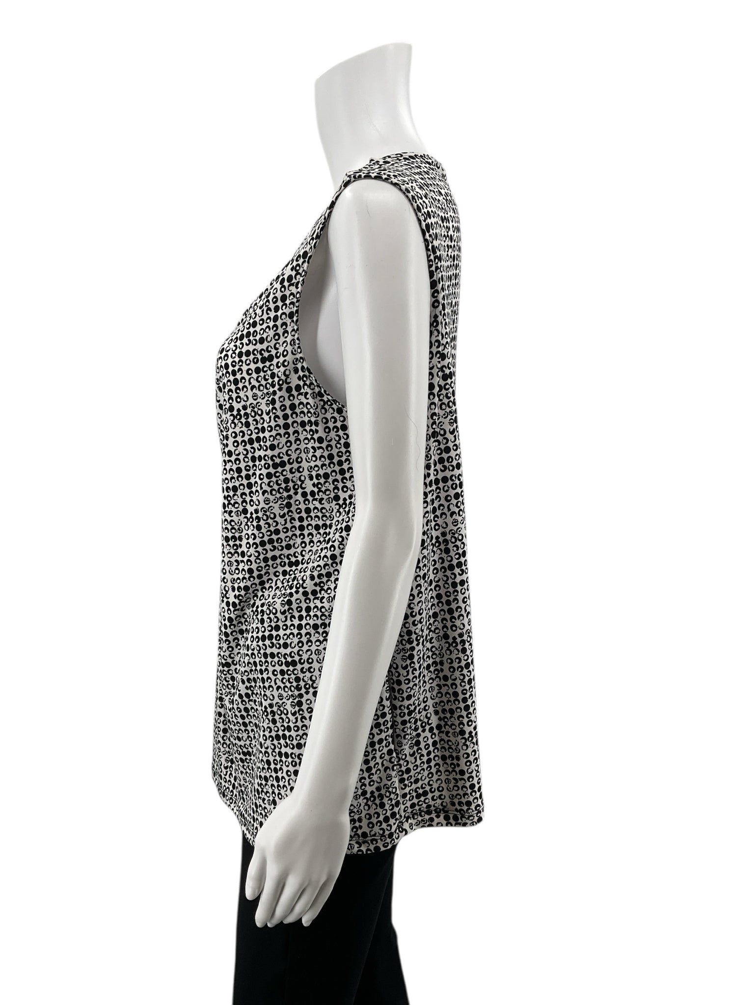 Worthington Black/White Print Pre-Owned Ladies Casual Top -  Size XL Petite