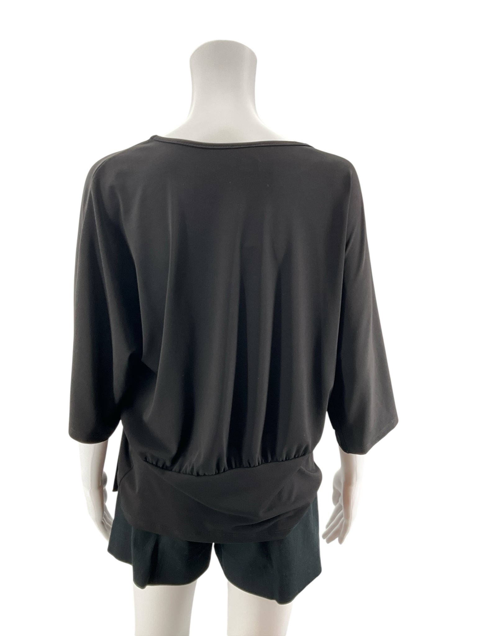 Ciara Sun Woo Draped Side Tie Dolman Top Black Stretch Jersey Size Medium